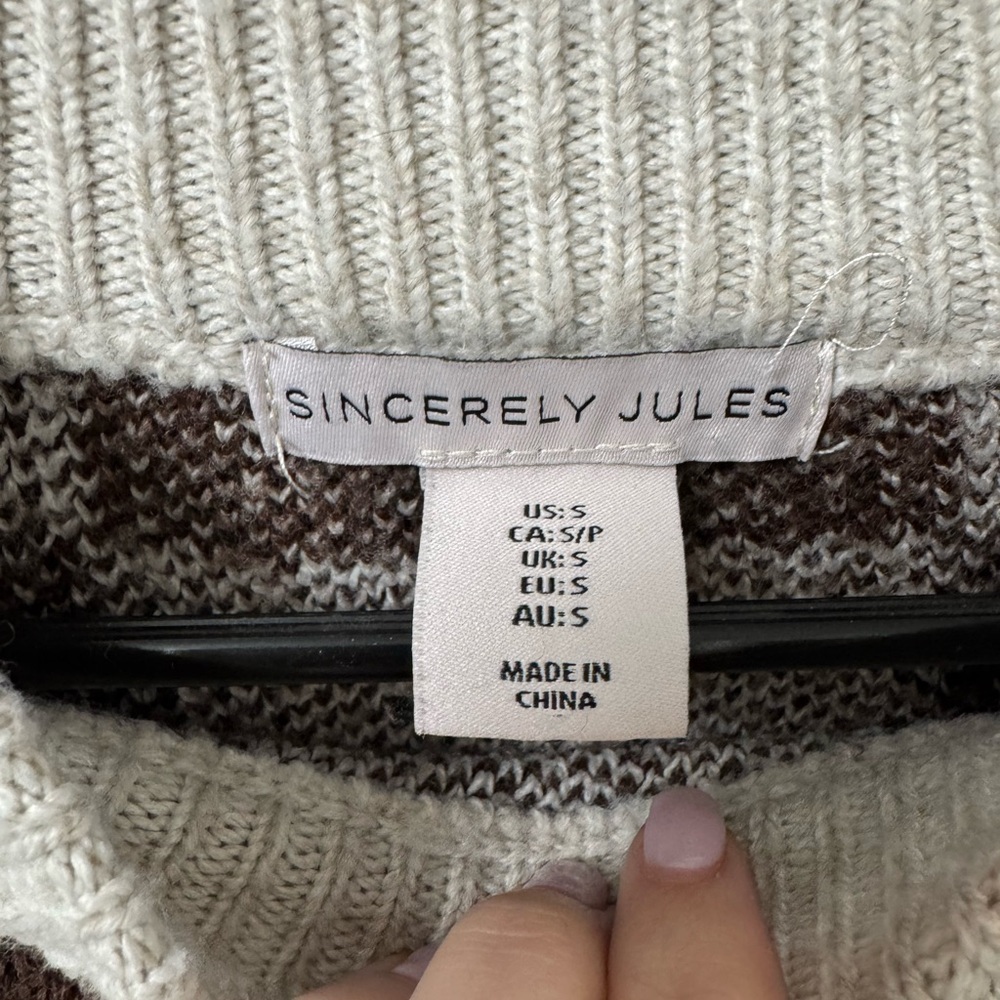 Sincerely Jules Brown and Cream Checkered Sweater - Picture 4 of 7